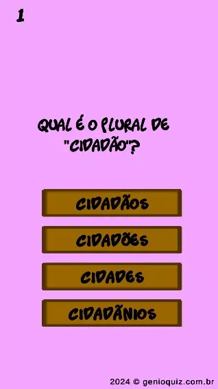 Genial Quiz Fundamental - Plural de Cidadão