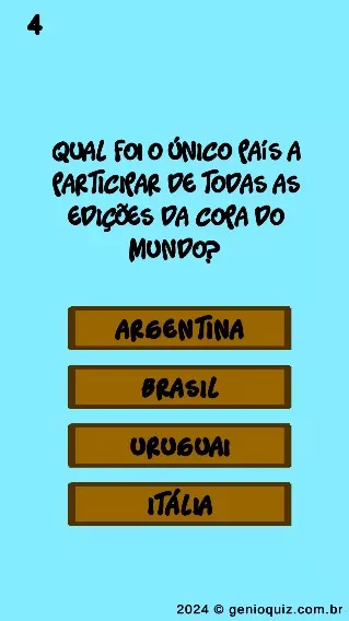 Genial Quiz Futebol - Copas do Mundo Participadas