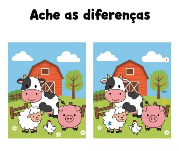 Ache a Diferença: Fazenda de Animais Fofos