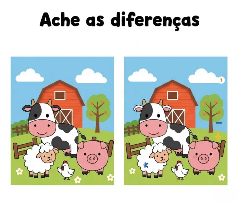 Ache a Diferença: Fazenda de Animais Fofos