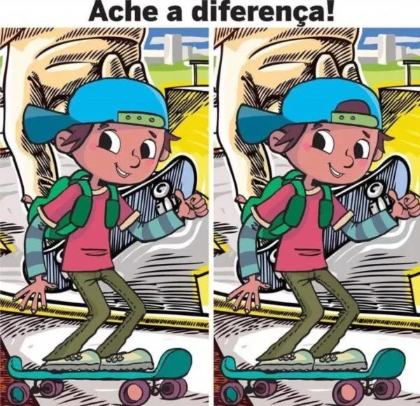 Ache a Diferença: Menino Andando de Skate