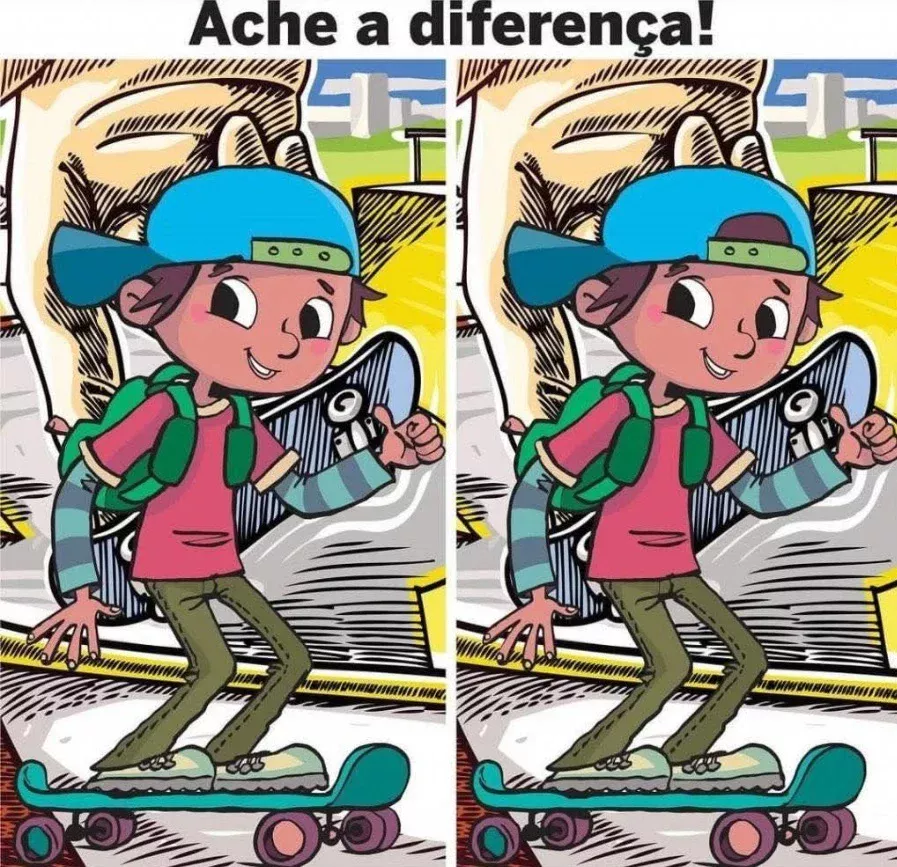 Ache a Diferença: Menino Andando de Skate